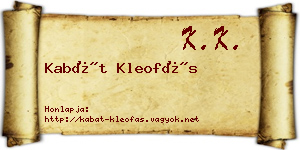 Kabát Kleofás névjegykártya